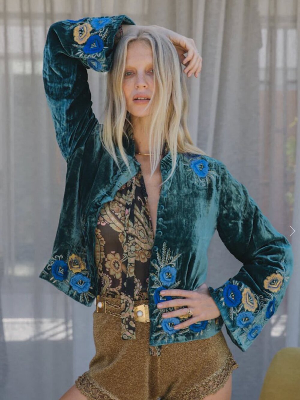 Chasing Unicorns 'Riders On The Storm' Velvet Jacket - Emerald - Small - NWT - Picture 6 of 16